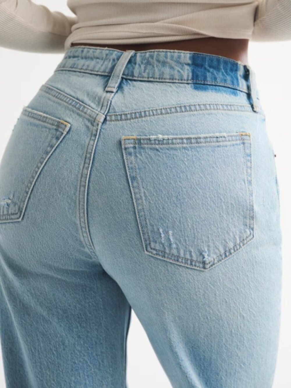 Abercombie and Fitch Curve Love High Rise 90s Distressed Light Wash Jean